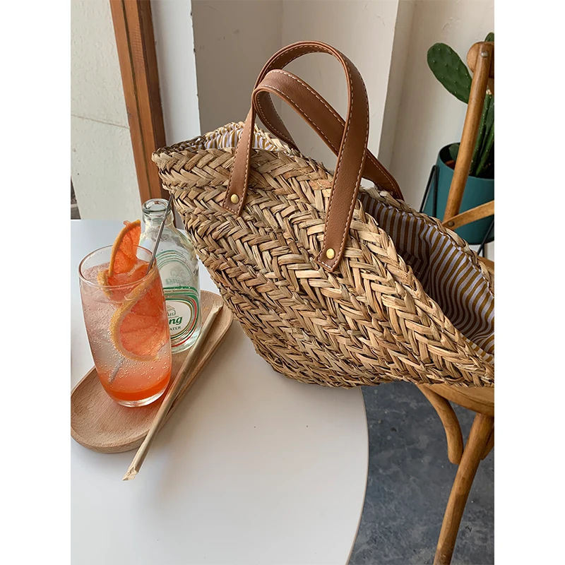 Casual Straw Women Shoulder Bags Woven Handbag Handmade Summer Beach Travel Tote Fashion Exquisite Shopping Bags For Women 2021