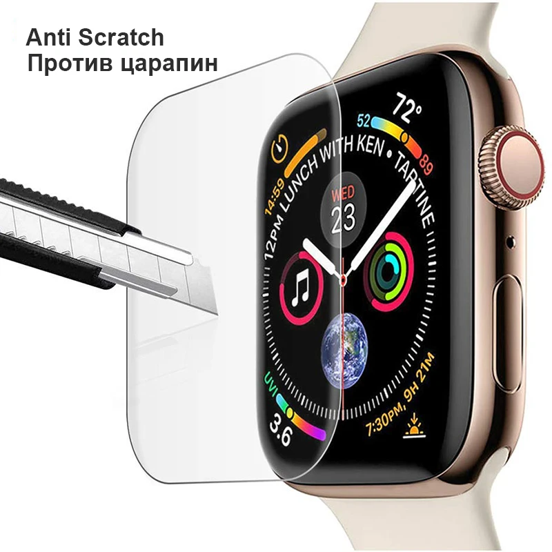 3D Full Curved Soft Tempered PET for Apple Watch Series 5 4 Ultra-thin Screen Protector for iWatch 38 40 42 44mm Not Glass