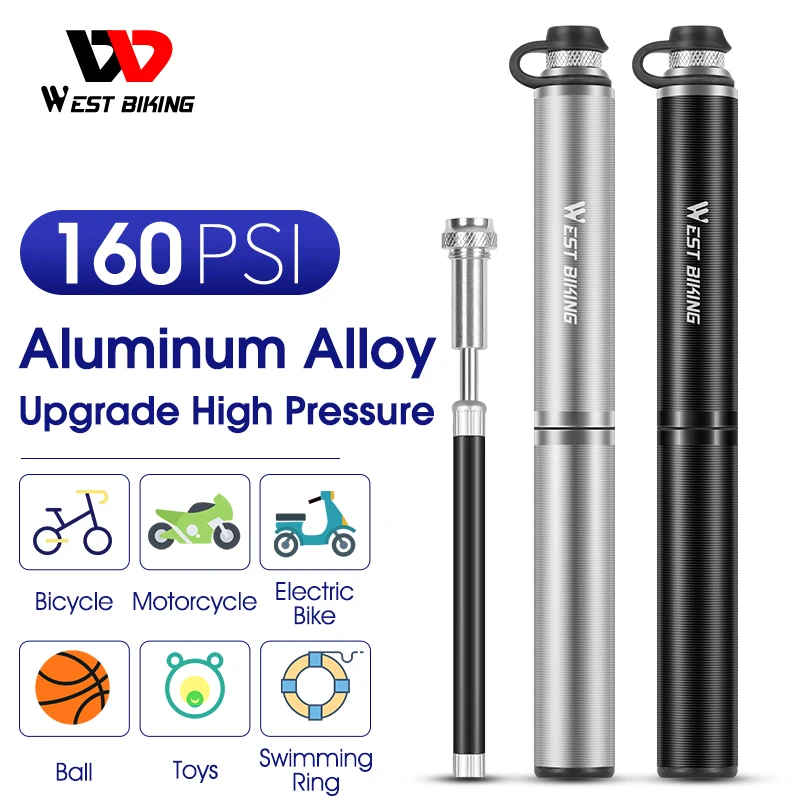 Bicycle Pump 160Psi Mini Portable Light Aluminum Alloy Bike Pump Air Pump Cycling Tire Inflator Schrader Presta Valve