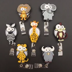 Big Eye Wild Animals Style Retractable Badge Reel For Nurse & Doctor Card Holder Office & Hospital Supplies Boy & Girl Name Card