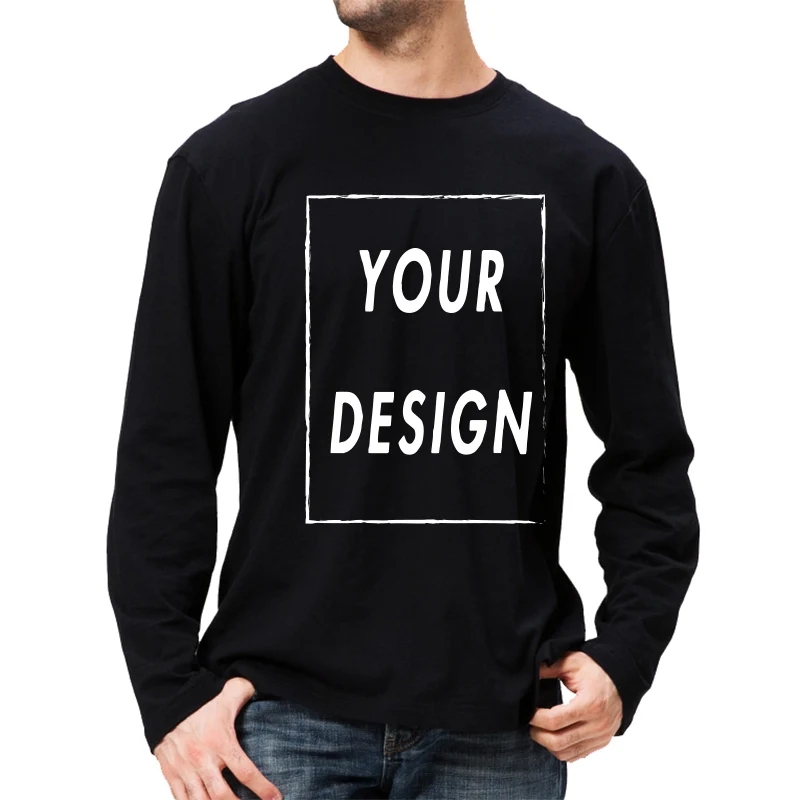 Custom Long Sleeve Shirt EU Size 100% Cotton Make Your Design Logo Text High Quality Gifts Tops