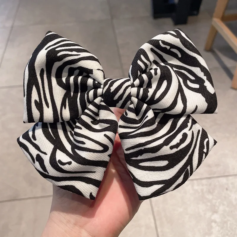 2022 New Fashion Beautiful Sweet Print Sweet Leopard Striped Bow Spring Hairpin Barrettes for Women Girls Accessories Headwear