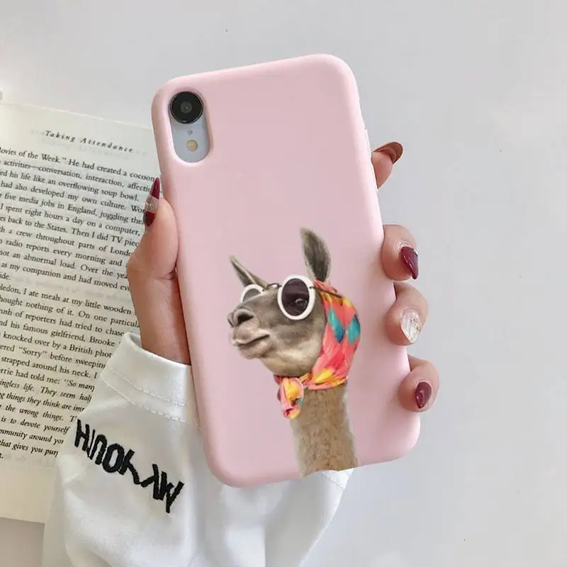 Kawaii bonito lhama alpaca animais dos desenhos animados caso de telefone para iphone 13 12 11 pro max xs max xr 7 8 6 6s mais casais tpu casos capa