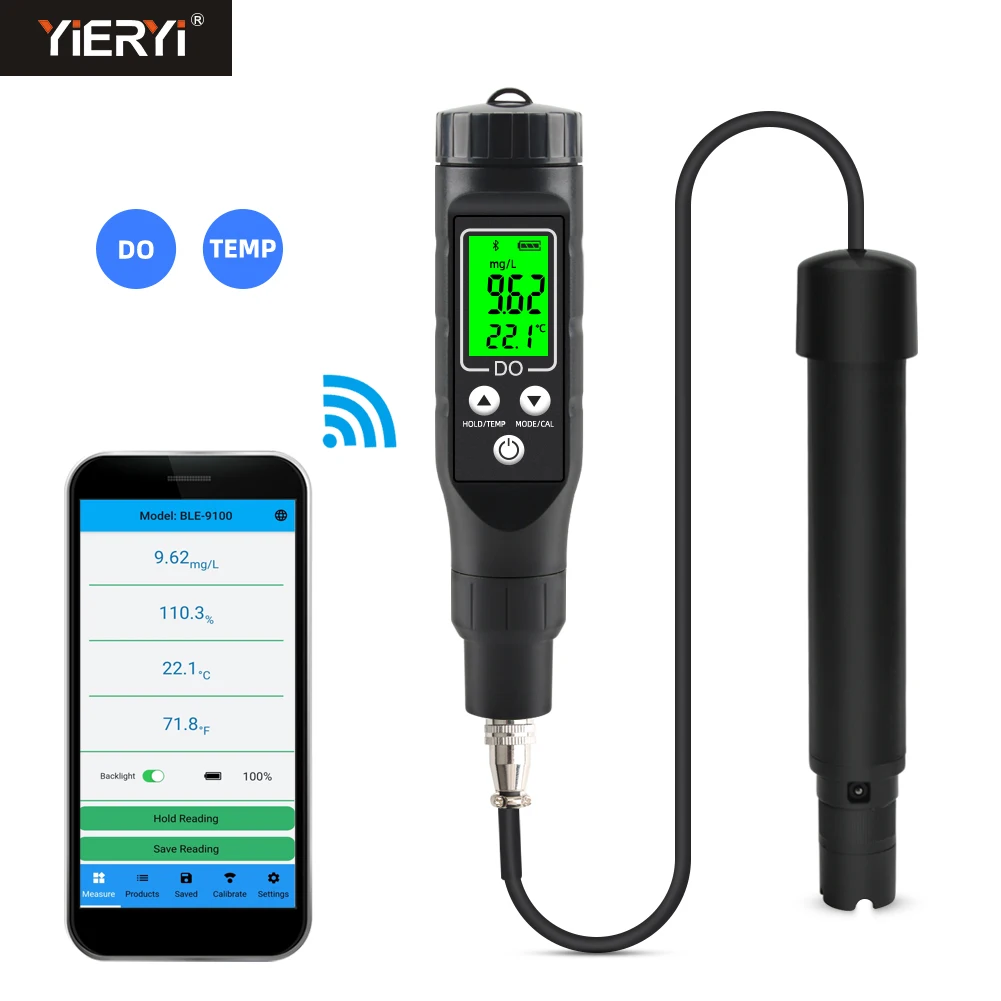 

Smart Blue Tooth Dissolved Oxygen Meter 0.0-30.0 mg/L Digital Online Detector High Precision Electrode Tester for Hydroponics