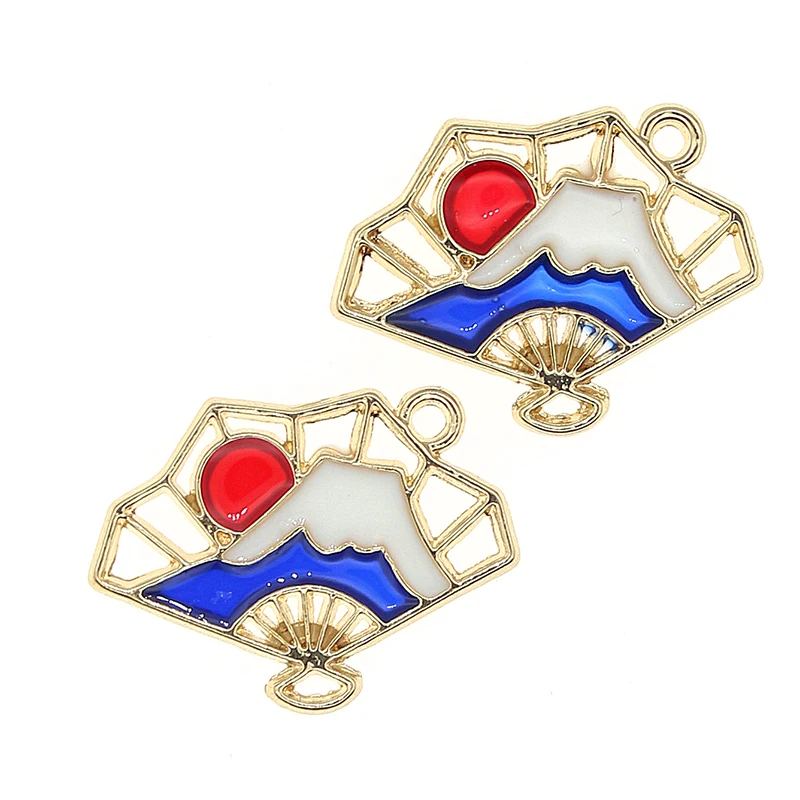 10pcst Sunset Mount Fuji Double Sided Enamel Charms For Diy Jewelry Making Earrings Pendant Bracelet Necklace Crafting Findings