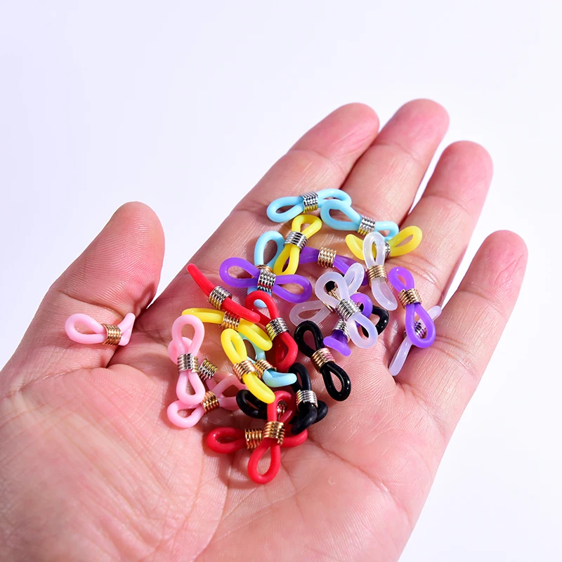 500Pcs/lot Colorful Rubber Hooks Eyeglasses Glasses Chain Holder Retainer Ends Sunglasses Strap Loop Connector Hardware