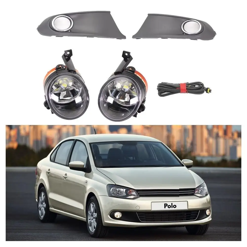 

Front LED Fog Light Lamp+ Grille +Wire Harness Assembly For VW Polo Vento Sedan Saloon 2011 2012 2013 2014 2015 2016