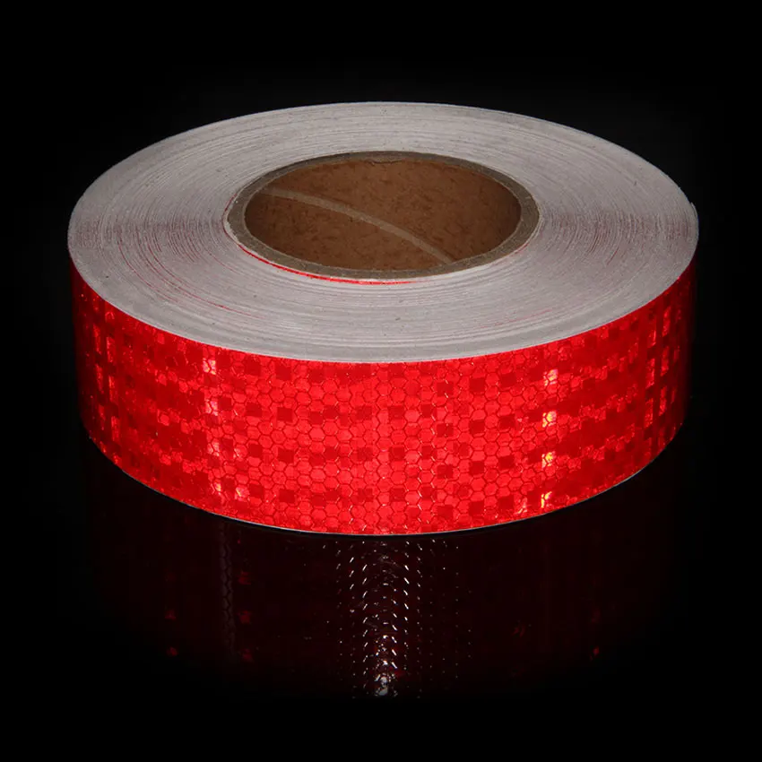 5cm*25m Red Shine Reflective Stickers Automotive Road Adhesive Safety Supplier Reflector Adhesive Tape Glow In The Dark For Bike