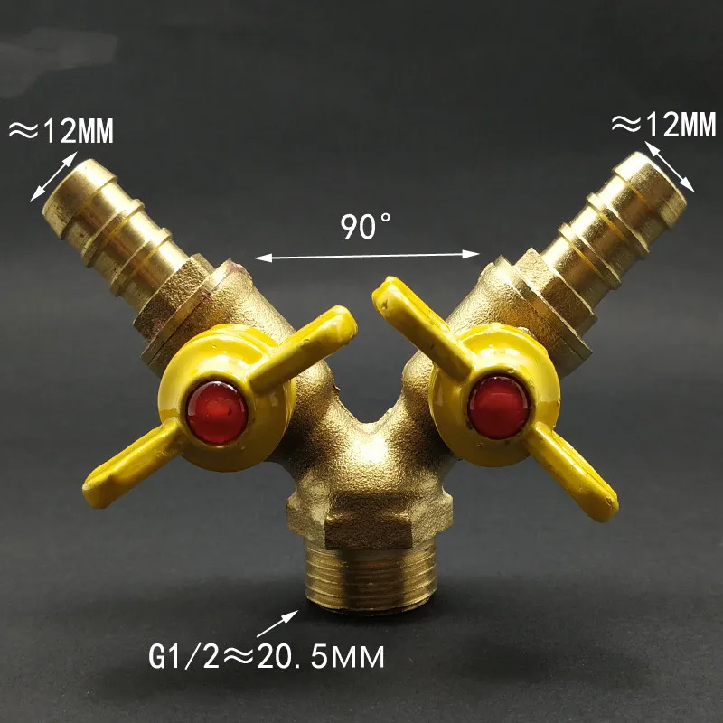 

1/2'' BSP Male To 12mm Hose Barb Y-Shaped Brass Ball Valve 3 Way Shut Off Ball Valve Pipe Fitting Connector