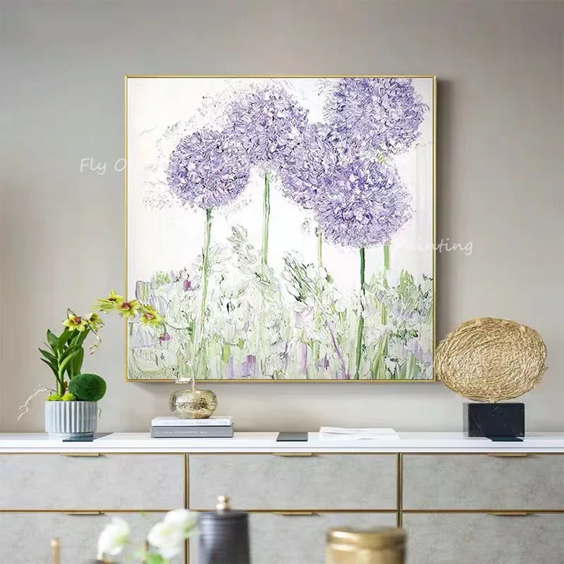 100% hand painted purple flower simple pure Oil Painting On Canvas Wall Art Picture For Home Office Decoration Gift