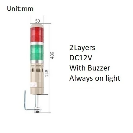 Industriële Multilayer Veiligheid Stapel Alarm Lamp Side Opknoping Led Signaal Toren Waarschuwingslampje DC12V/24V AC110V/220V Met Zoemer