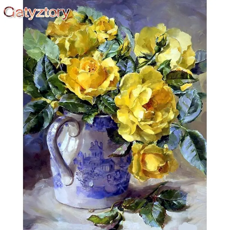 

GATYZTORY Yellow Flowers Paint By Numbers For Adults Children DIY HandPainted Oil Painting Home Decoration Unique Gift