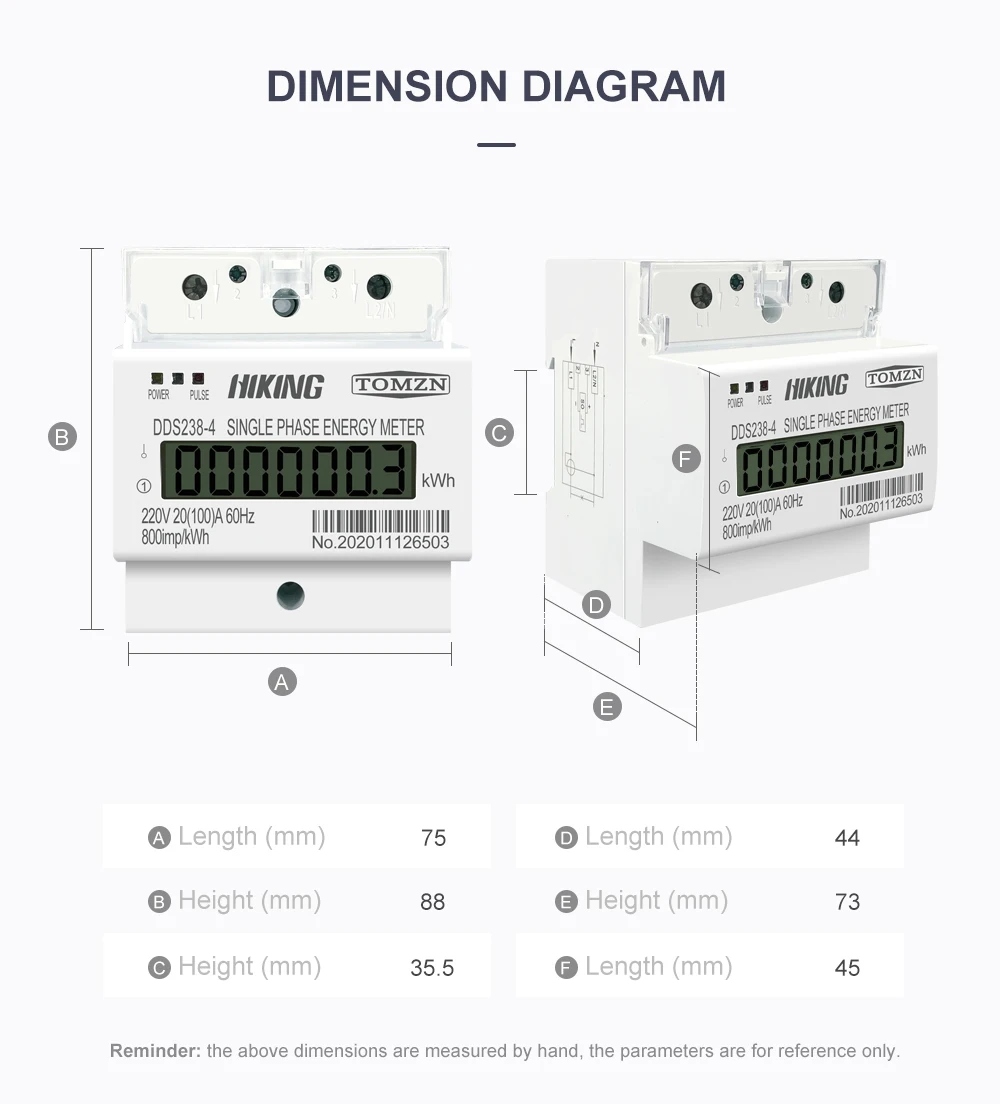20(100)A 220V 60HZ Single phase Din rail KWH Watt hour din-rail energy meter LCD