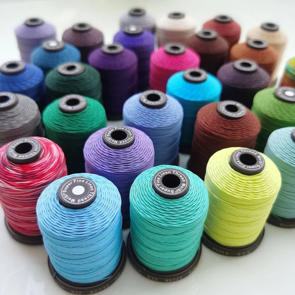 MeiSi Flax Waxed Thread 0.35 0.45 0.55 0.65mm(97colors) Cord String Twine For Hand Sewing Leather Beads（1-63 Color NO)
