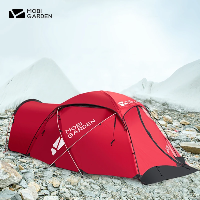 MOBI GARDEN 50D Outdoor Tent Rain and Snowstorm Camping Thickening Hiking Snow Mountain Tent With Snow Skirt 2-3 Persons MX