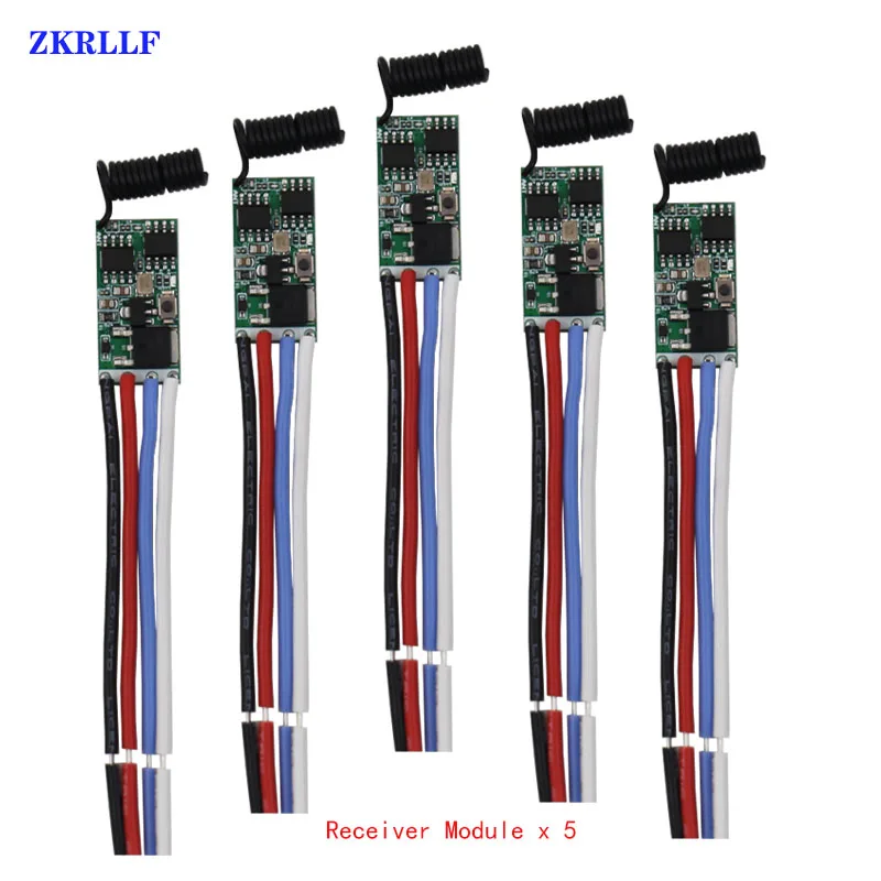 5 sztuk 433Mhz uniwersalny bezprzewodowy DC 3.6V 6V 12V 24V pilot przełącznik 1 CH RF przekaźnik odbiorczy kontroler oświetlenia LED DIY Kit