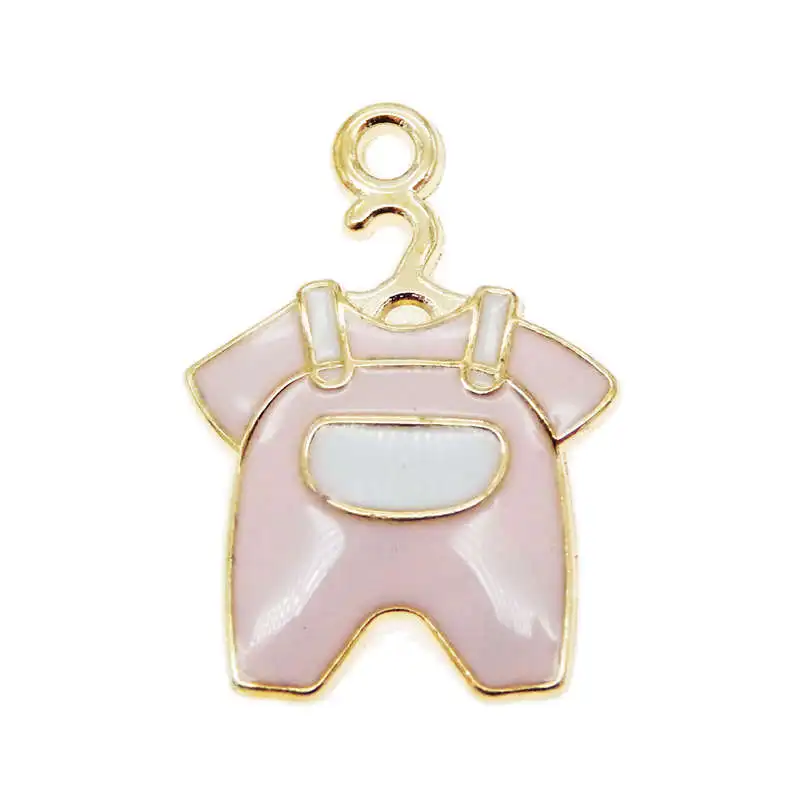 GraceAngie 10pcs Enamel Baby Newborn Suit Cloth Charms Zinc Alloy Cute Pendant Gentle Pink White For Bracelet Jewelry Accessory