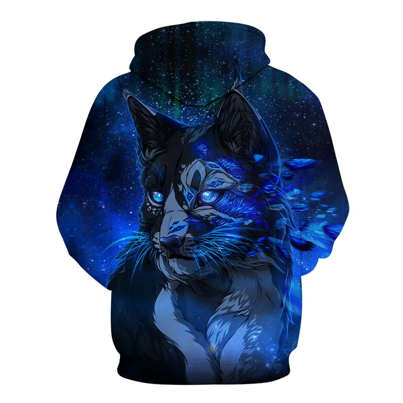 Fashion Men\'s Hoodie 3d Printing Squid Beard Blue Flame Phoenix Pattern Spring And Autumn Style Hip-hop Wild Loose Oversize Tops