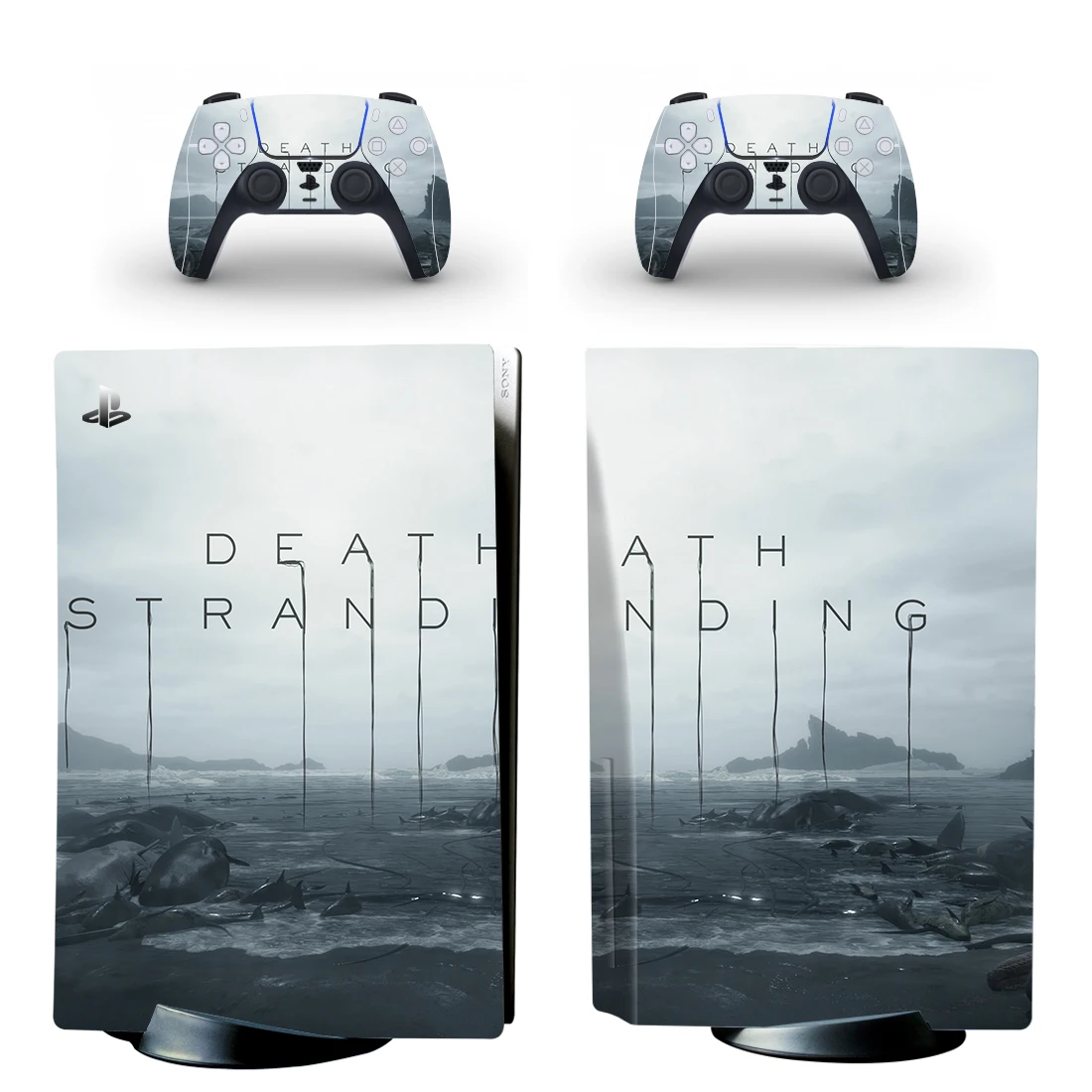 Death Stranding PS5มาตรฐานแผ่นสติกเกอร์รูปลอกผิวสำหรับ PlayStation 5คอนโซลและ2ตัวควบคุม PS5 Disk ผิวไวนิล