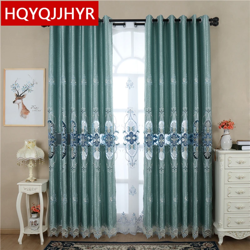 

Modern Pastoral Embroidered Living Room Curtains High Quality Elegant Classic Curtain For Bedroom Windows