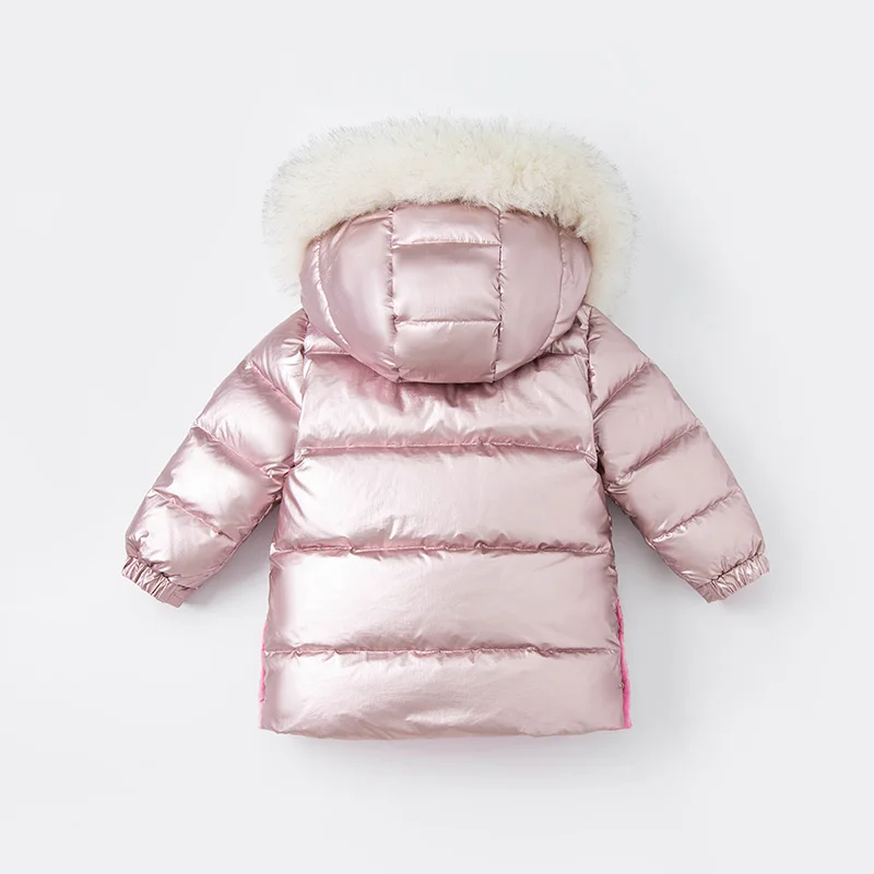 DB18944-K dave bella winter baby girls 18M-11Y fashion solid hooded down coat children 90% white duck down padded kids jacket