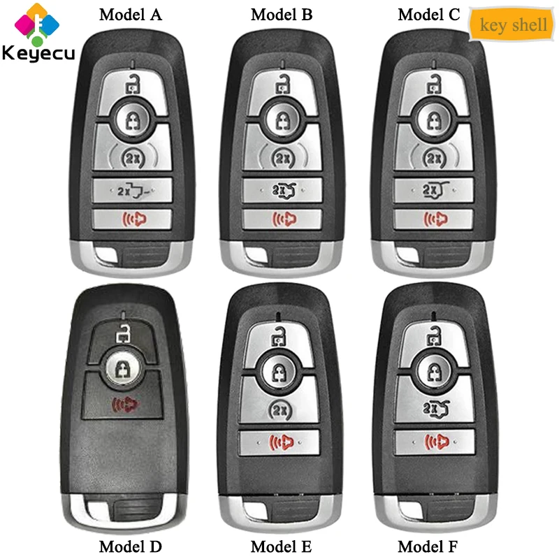 

KEYECU Smart Remote Key Shell Case With 3 4 5 Buttons + Uncut Insert Blade- FOB for Ford Fusion Explorer Expedition Edge Mustang