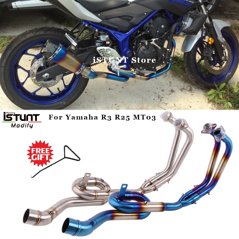 Motorcycle Exhaust Escape Full System Modified Stainless steel Front Pipe Roundabout Middle Link Pipe For Yamaha R3 R25 MT-03