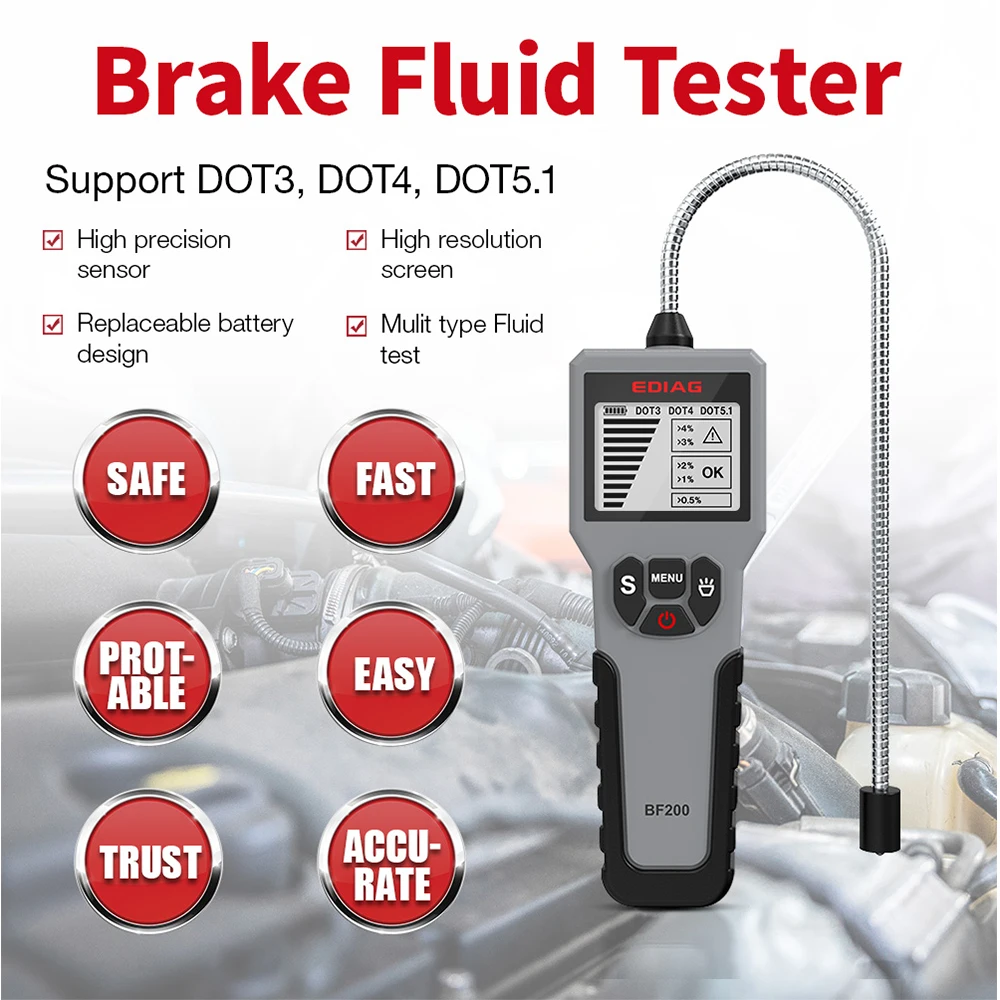 

Universal Car Brake Oil Fluid Tester Detector DOT3/4/5.1 Test Pen Diagnostic Tools LED Display Motorcycle Automotive Accessories