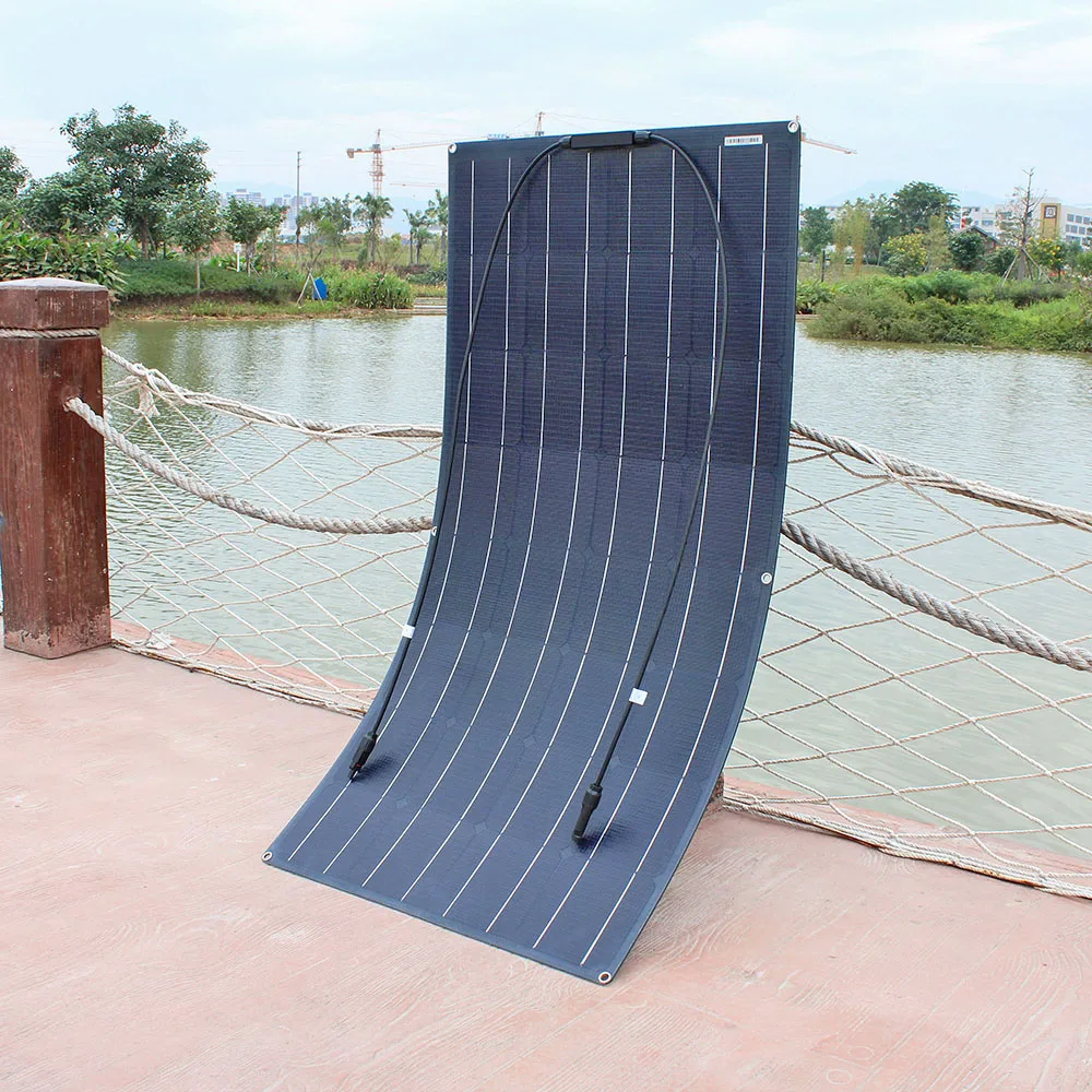 Schwarz panel solar 100w 200w 300w 400w PET monokristalline solarzellen tragbare 12v flexible solar panel etfe für RV, batterie