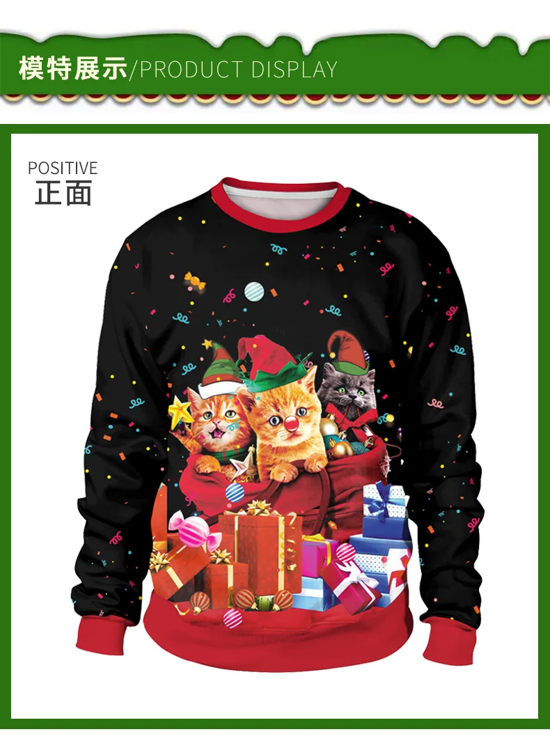 Unisex 2024 Ugly Christmas Sweater For Holidays Santa Elf Christmas Funny Fake Hair Sweater Autumn Winter Blouses Clothing