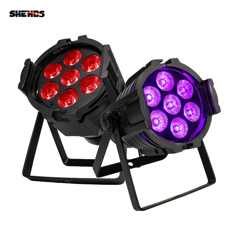 2Pcs SHEHDS DMX Aluminum Alloy LED 7X18W RGBWA+UV Par DJ Stage Lighting Design For Disco Ball Party