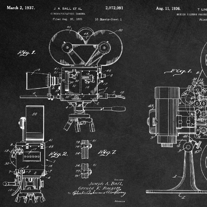 Old Film Camera Patent Print Vintage Poster , Movie Reel Film Strip Camera Blueprint Art Canvas Painting Pictures Cinema Decor