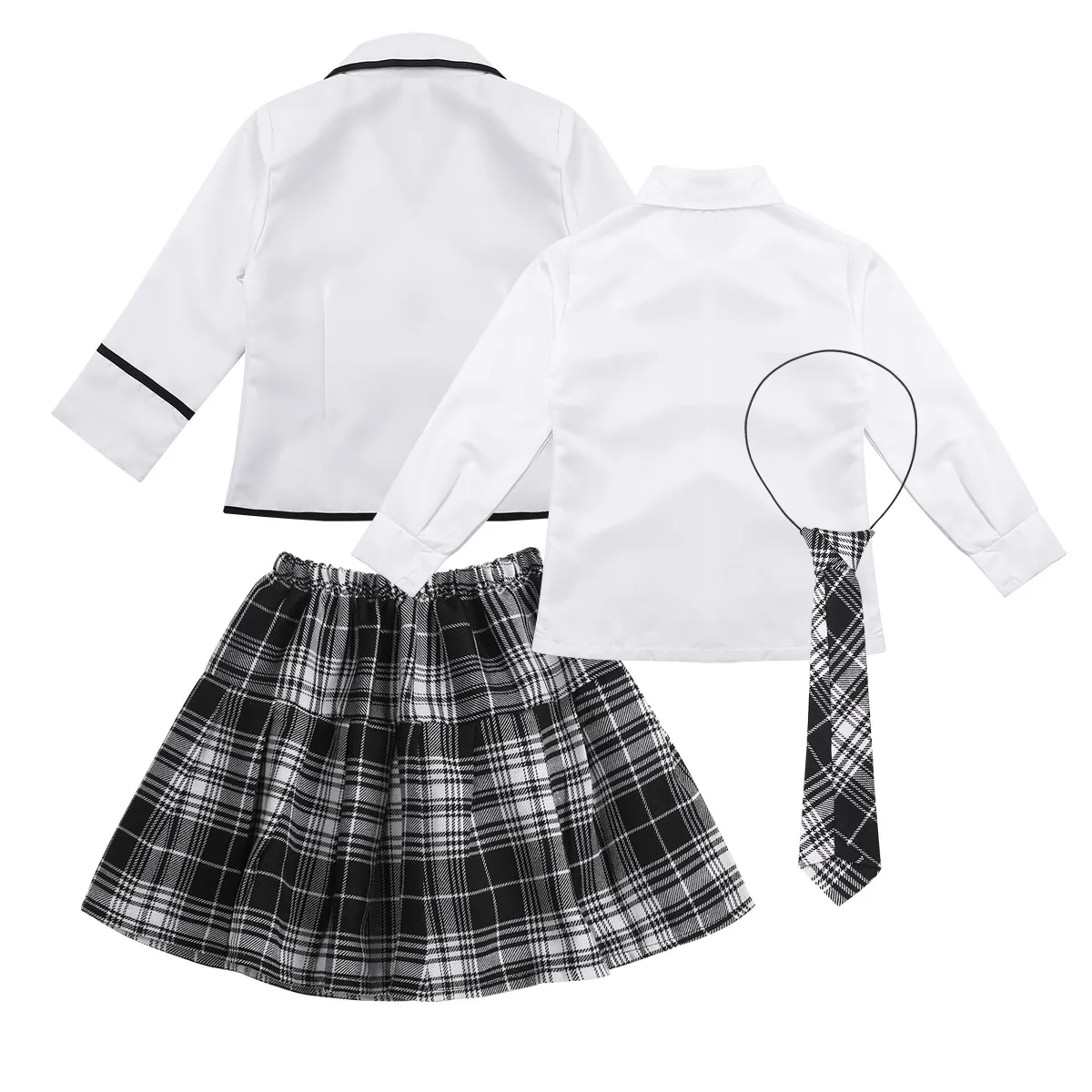 British Preppy Style Kids Girls Uniformi scolastiche Studente Cappotto Camicia Cravatta Minigonna Performance Bambini Costume anime giapponese