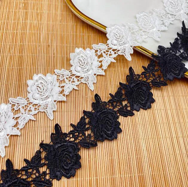 1Yard Width: 4.4cm Polyester Silk Lace Lolita Fabric Water-soluble Rose Lace Pattern Clothing Decoration(SS-2112)