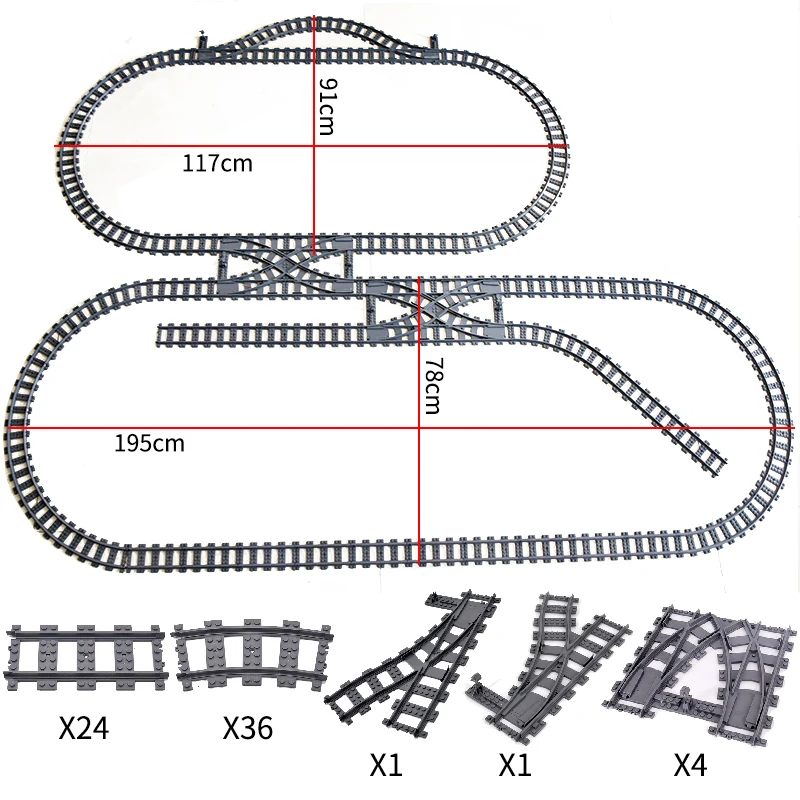 MOC City Trains Train Rail Crossing Tracks Straight Curved Rails High-Speed Railway Building Block Bricks Toys For Children