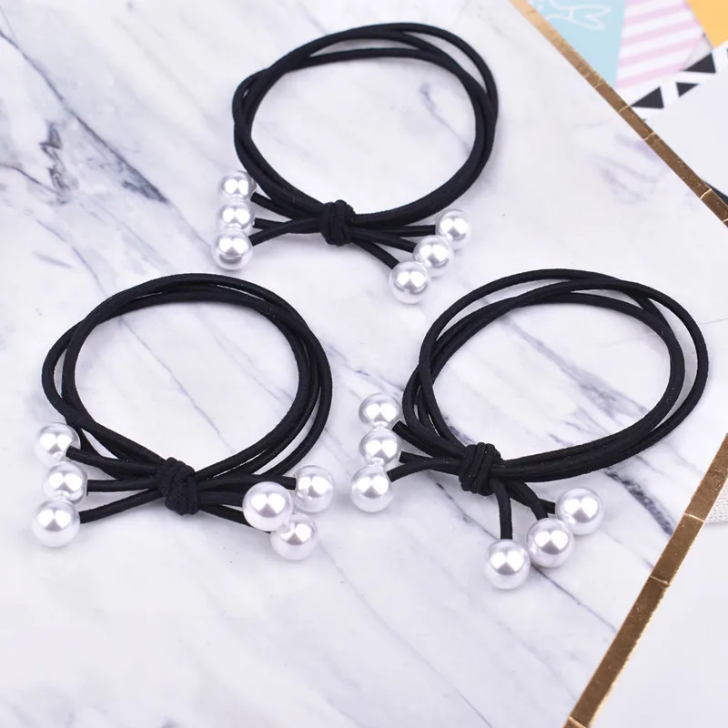 4pcs/lot Women Hair Accessories flowers Beads Headbands Ponytail Holder Girls Scrunchies  Elastic Hair Bands Rubber Rope Headdre