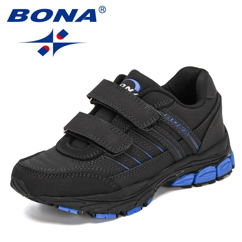 BONA 2023 New Designers Child Leather Sneakers Girls Sport Jogging Soft Flat Platform Casual Shoes Boys