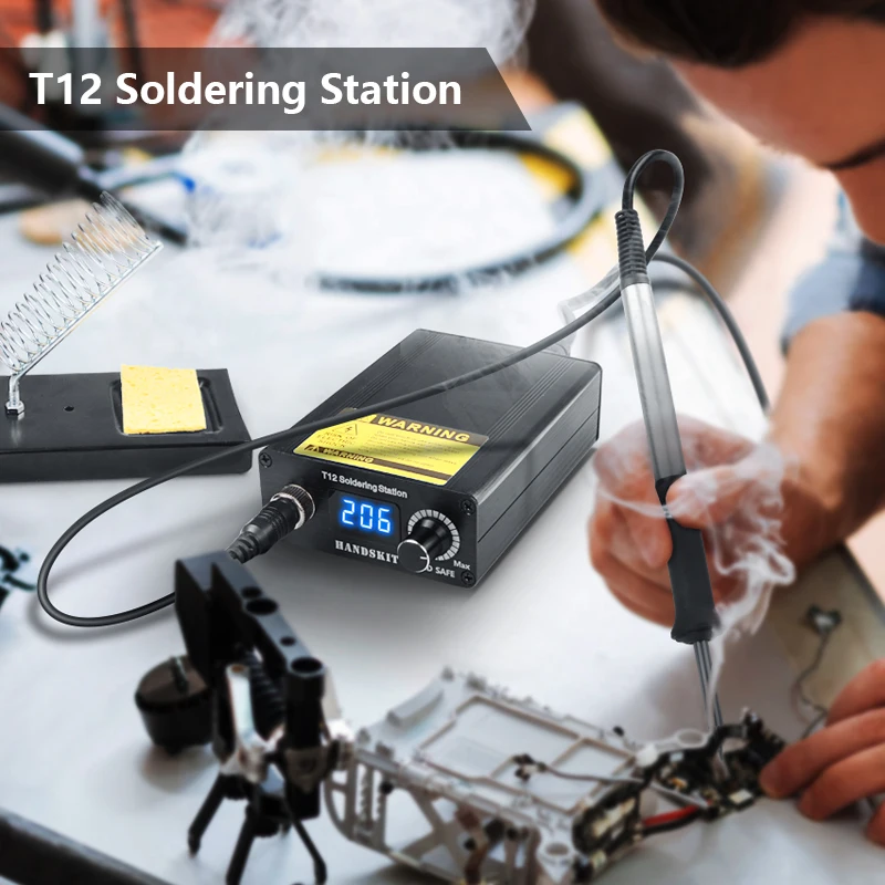 T12 Soldering Station LED Digital Temp Adjust Repair Soldering Iron Equipment Portable Home Electronics Repair Tool Set