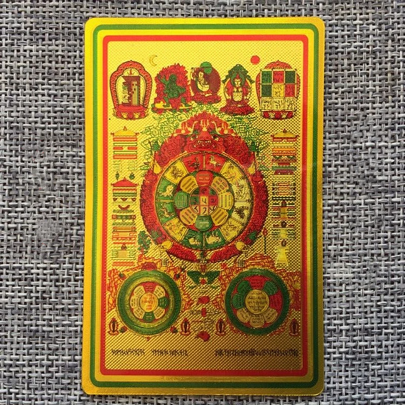 Manjusri nine palaces eight diagrams card, peace amulet, gold foil card, Buddhism card