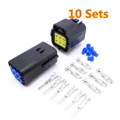 

10 Sets AMP Connector Plugs Kits Male Female Auto Connector 6 Pins Way Car Part