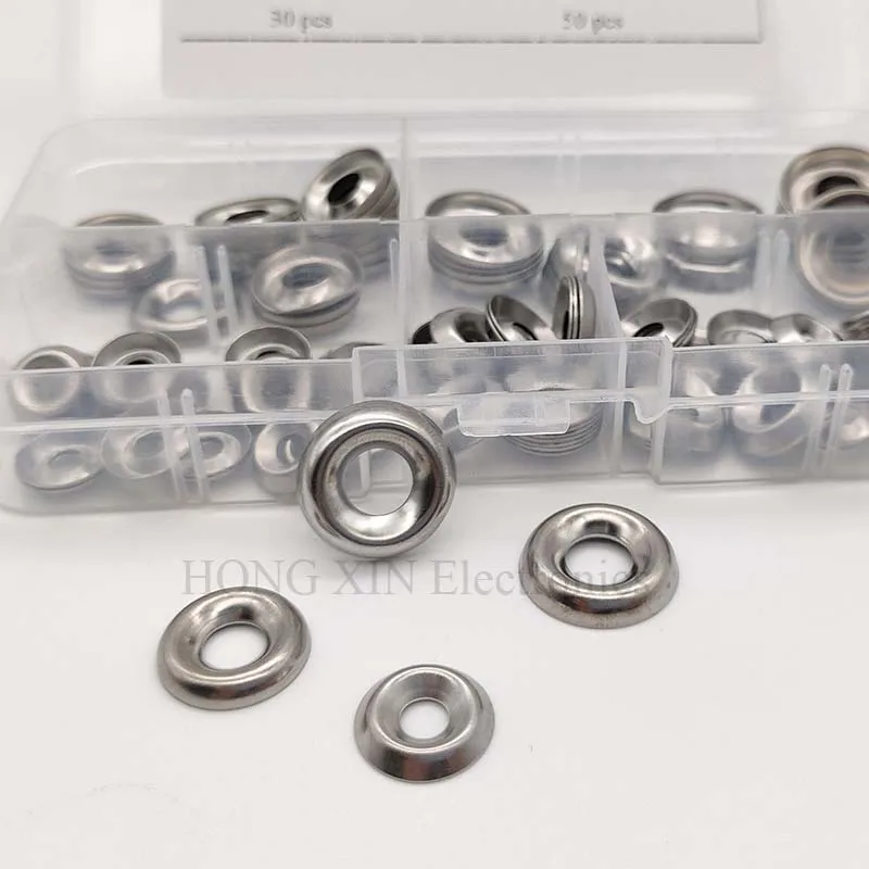 304 Stainless Steel [#6- #12] Finishing Cup Countersunk Washer Assortment Set - 120 Pieces