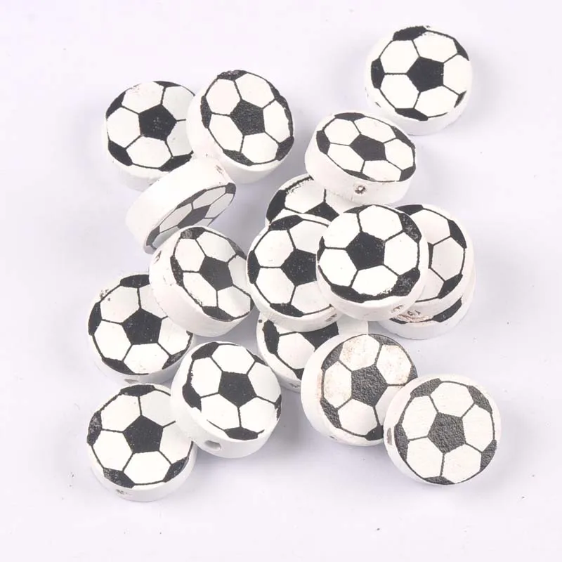 30pcs Football Oblate circle Wooden Spacer Beads For DIY Jewelry making For Pacifier Clip Accessories 19mm MT2244