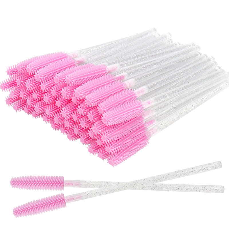 50 Stück Silikon Kristall Mascara Wands Applikator Einweg Diamant Wimpern Pinsel Kamm für Frauen Schönheit Make-up Pinsel Werkzeuge