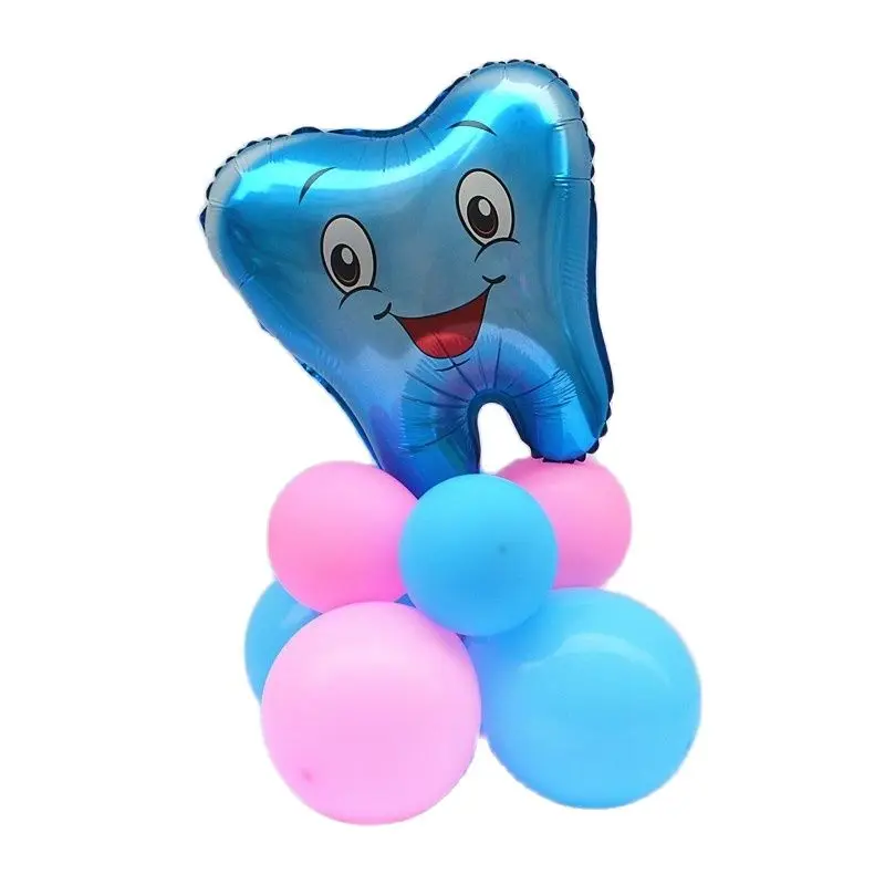 

500pcs dental gift teeth shape balloon Big tooth Creative fashion cartoon doll aluminum membrane dental teaching aids