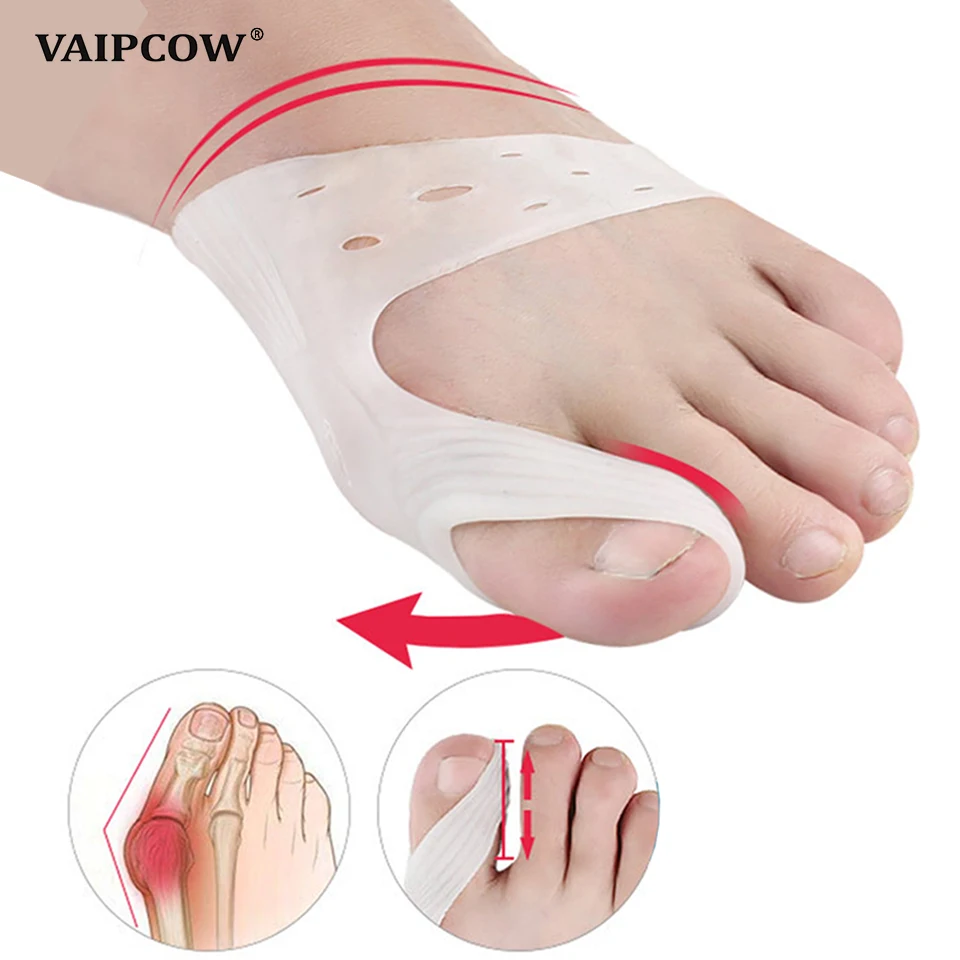 2Pcs Silicone Hallux Valgus Toe Separator Silicone Insoles Toe Overlapping Pain Relieve Spreader Foot Protector Inserts Orthosis