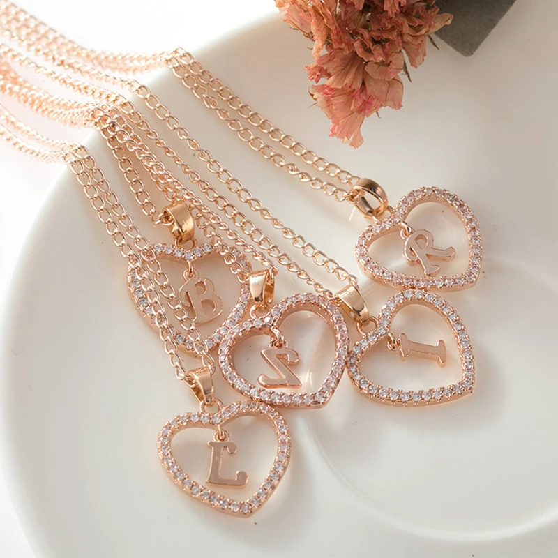 Zircon Love Nữ Cổ Dây Chuyền 26 Chữ Cái Đính Đá Zircon Vòng Cổ Tình Yêu Dành Cho Nữ Trang Sức Inox Cặp Đôi Mặt Dây Chuyền Choker