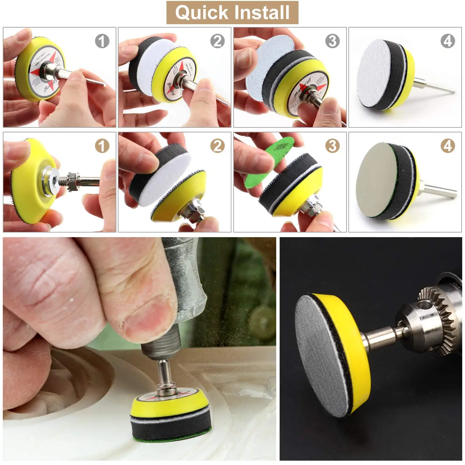 Dischi abrasivi da 2 pollici da 200 pollici dischi in carta vetrata a secco a strappo 60-10000 assortiti 1/4 pollici e 1/8 pollici cuscinetti di supporto con gambo