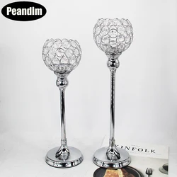 Europe Wedding Candelabra Centerpieces Gold Silver Candle Holders Crystal Candle Lantern For Home Party Hotel Decoration