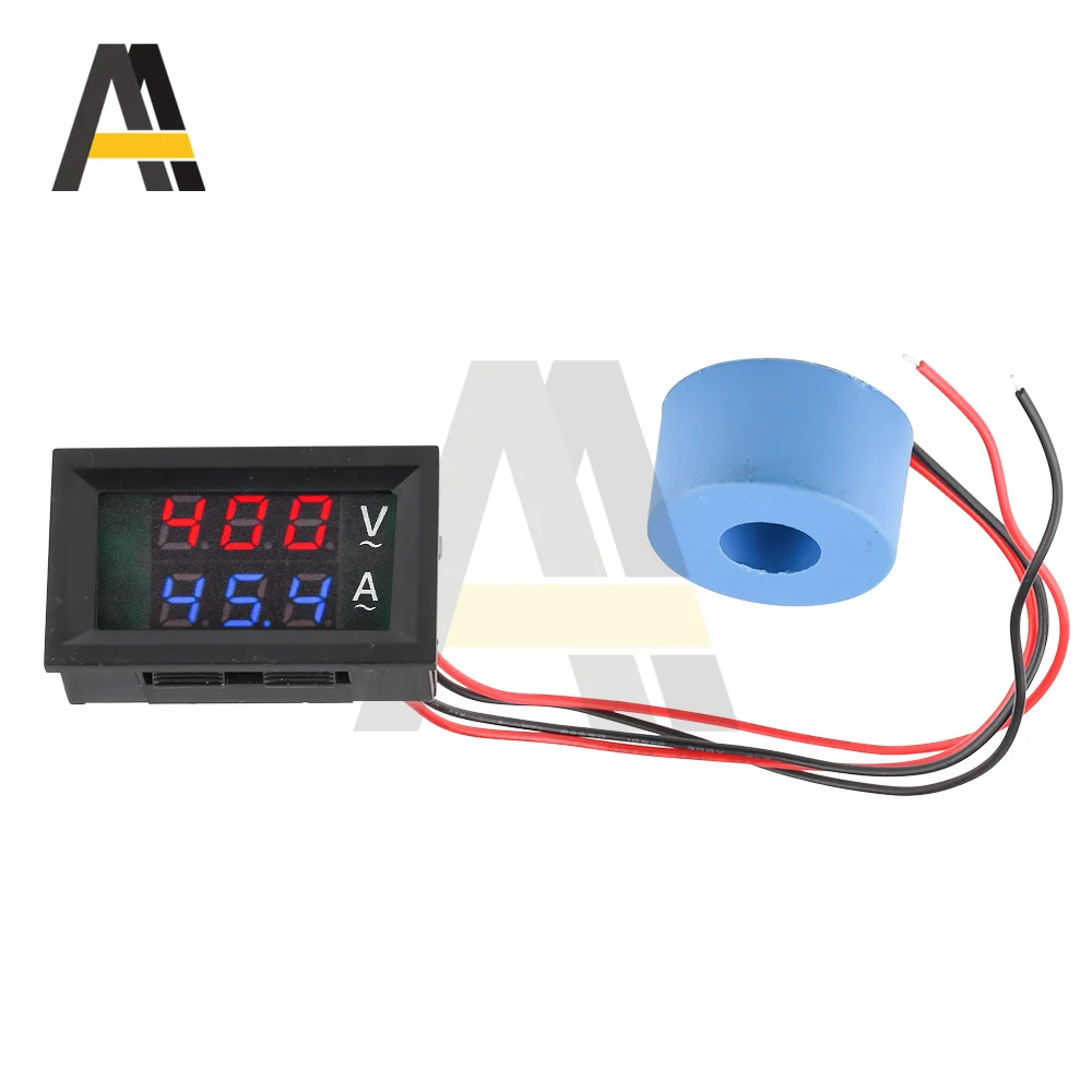 AC50-500V 10A 50A 100A LED Digital Voltage Current Meter with Transformer AC Voltage Meter Amperemeter