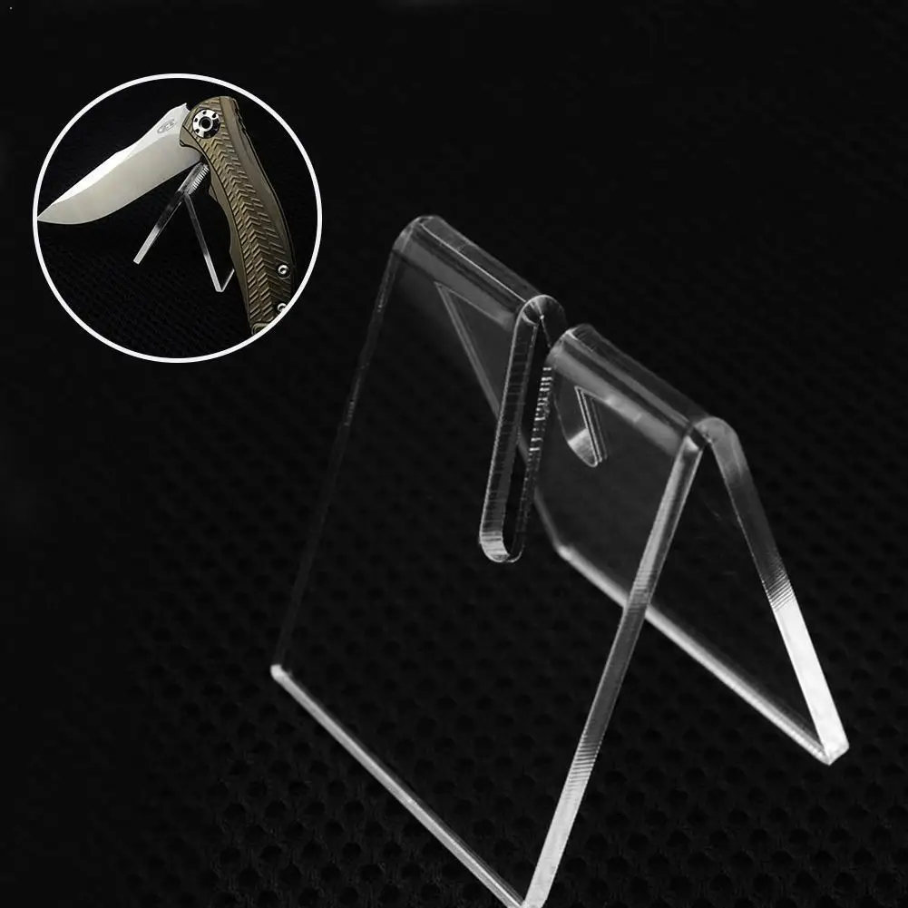 

Stand Holder Pocket Knives Small Showcase Rack Collectible Acrylic Clear Folding Holders Plates Cards Outdoor Post Display T4J3